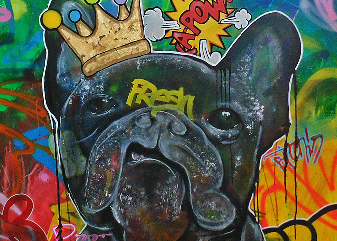 French Bulldog in a street art style. His name is Fresh ...
