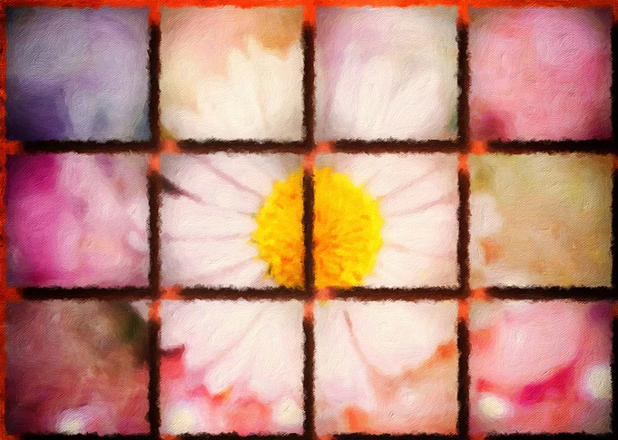 Beautiful daisy in mosaic style, as a digital painterly ...