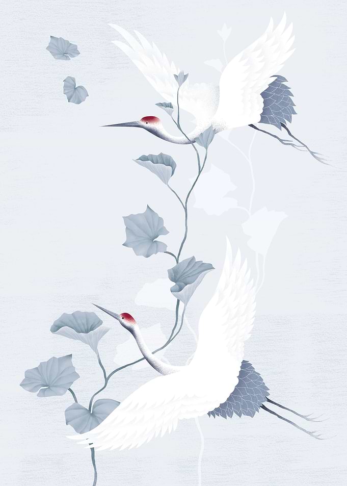 red-crowned, manchurian cranes symbolize luck and longe ...
