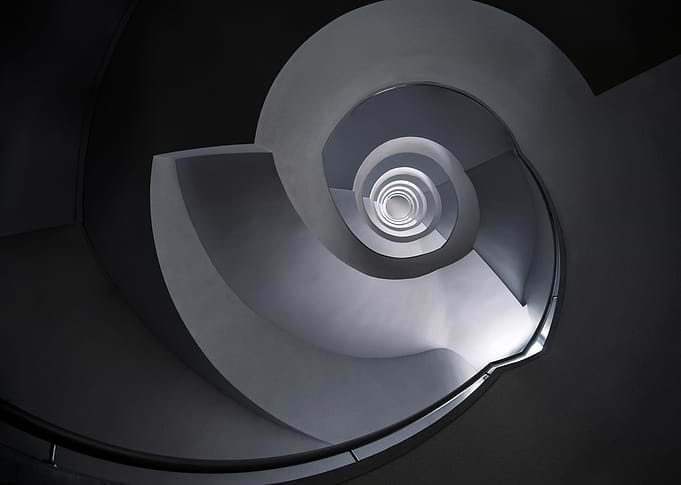 Modern spiral monochromatic staircase