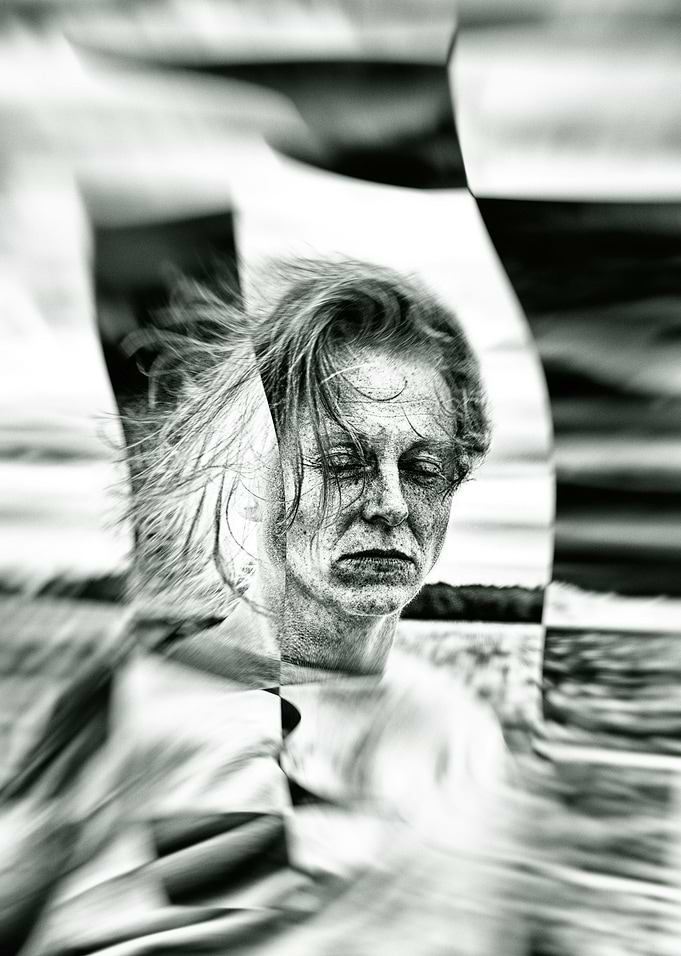 Abstract portrait of woman with closed eyes.