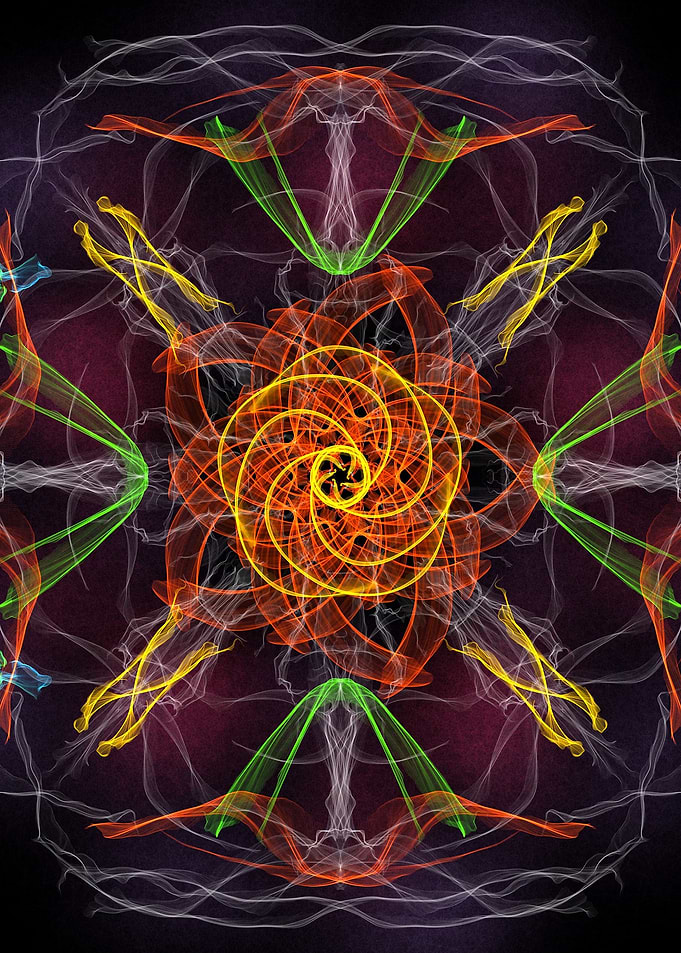 Orange and Yellow Mandala in silk