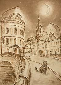 urban scene monochrome original painting on canvas, mos ...
