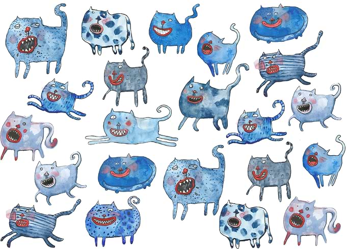 Funny Blue Cats & Kittens jumping
