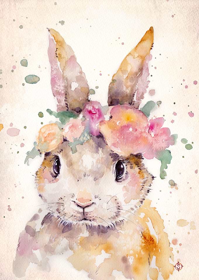 'Little Bunny'Water Colour Art