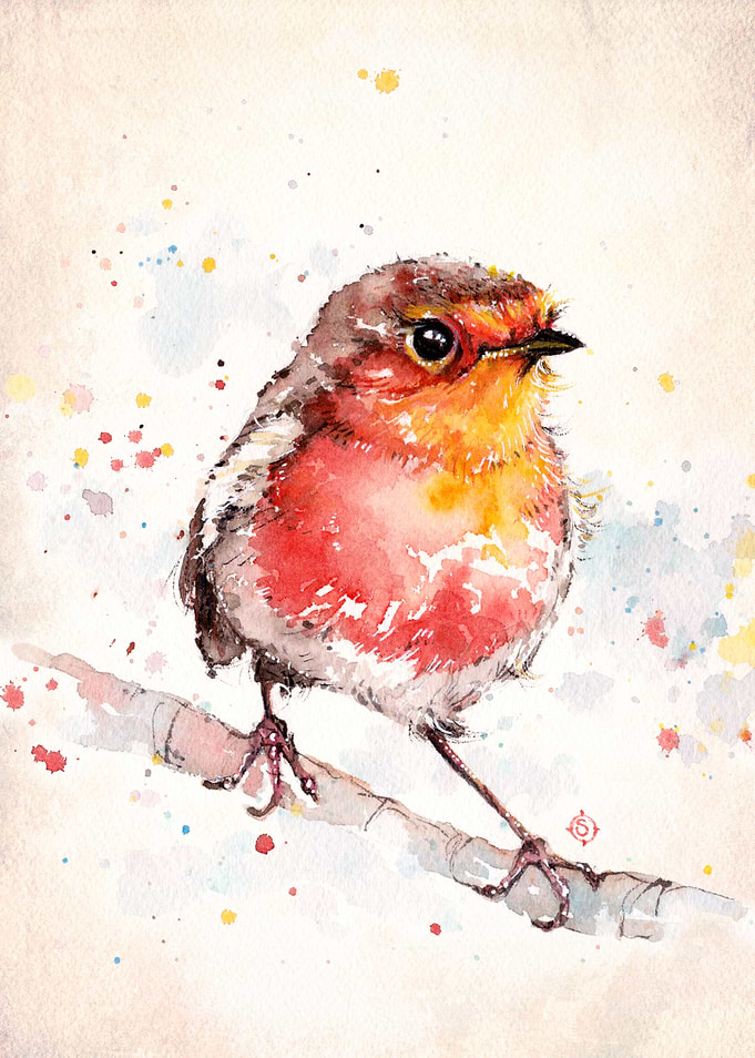 'Adventure Awaits (Baby Robin Red Breast)' Water Colou ...