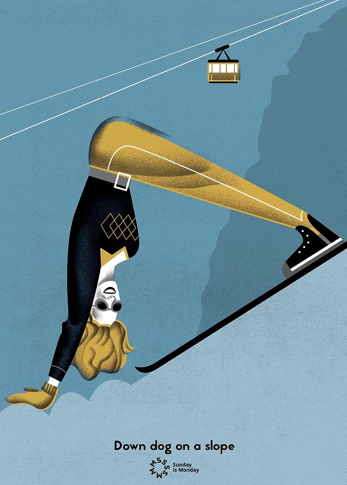 Down dog on a slope. Inspired by Yoga Magda Kapela