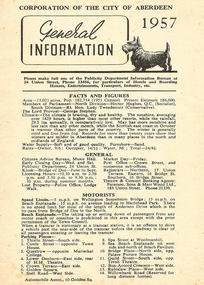 60 year old Aberdeen City Visitor Information Sheet