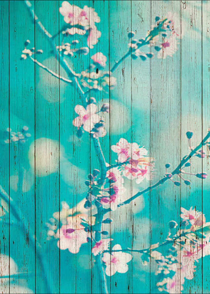Sweet Flowers on Wood 01