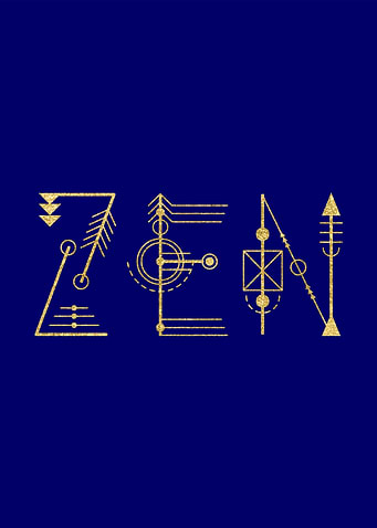 Zen written in golden sacred geometry letters. Zen is a ...