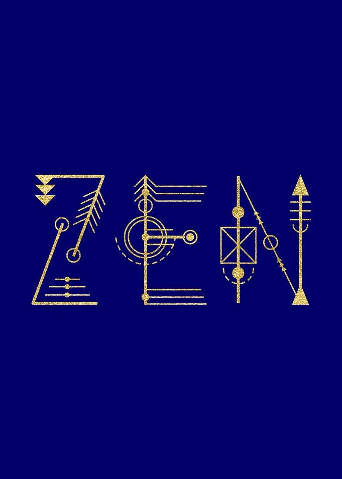 Zen written in golden sacred geometry letters. Zen is a ...