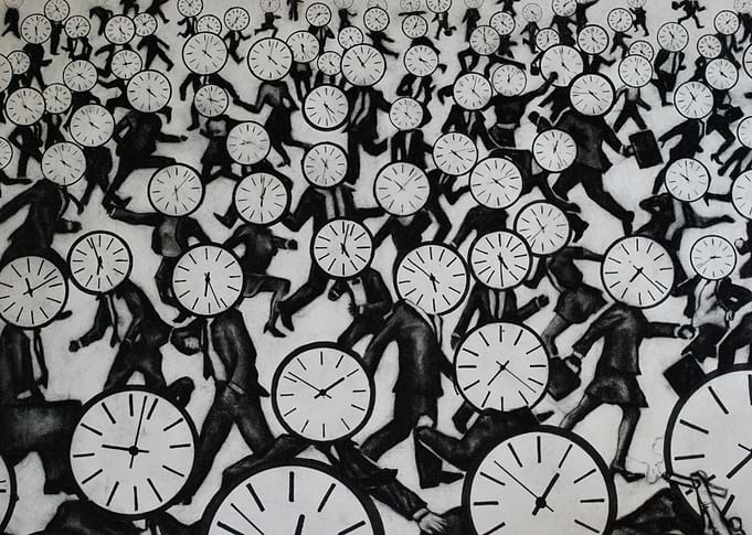 Hand-Drawn using Compressed Charcoal and Ink Pen.