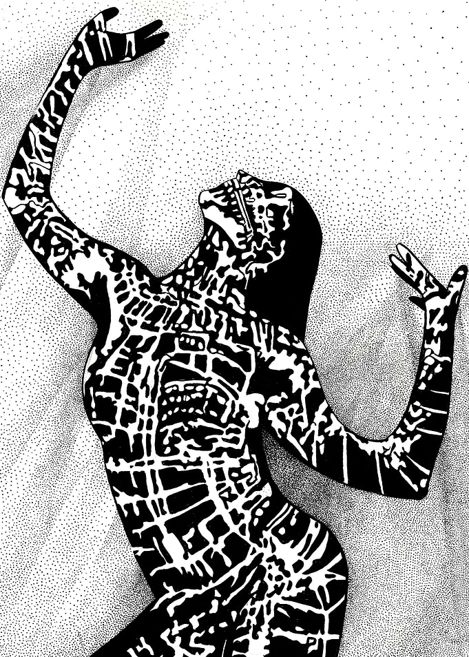 Girl In Shadow - Original Graphic Art - Point Art - In ...