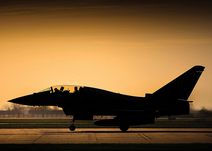 Twin-stick Typhoon trainer on the taxi-way.
