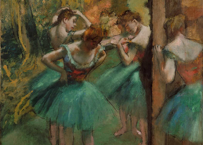 Edgar Degas - Dancers, Pink and Green, ca. 1890, oil on ...