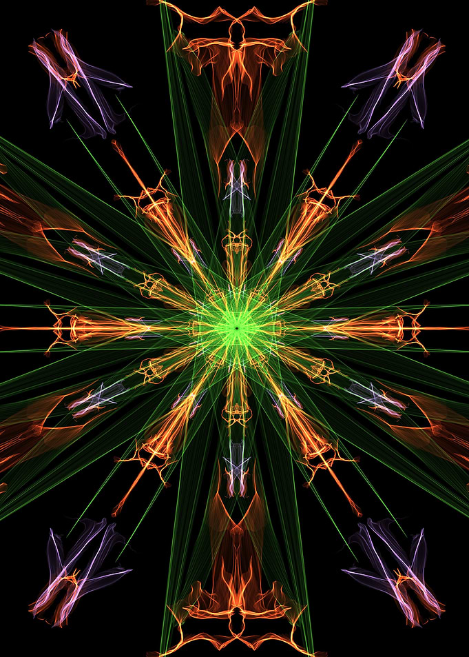 Original mandala, orange swords into green jewelled bas ...