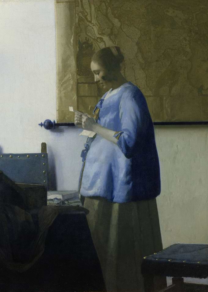 Johannes Vermeer - Woman Reading a Letter, c. 1663, oil ...