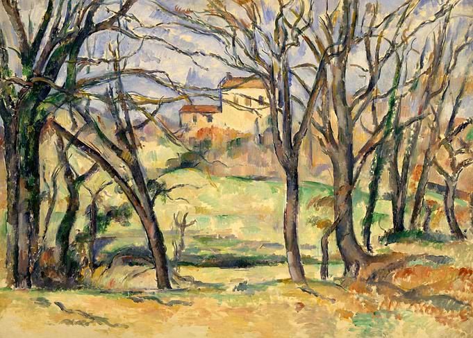 Paul Cézanne - Trees and Houses Near the Jas de Bouffan ...