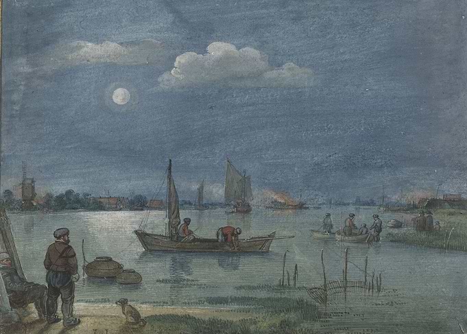 Hendrick Avercamp - Fishermen by Moonlight, c. 1595 - 1 ...