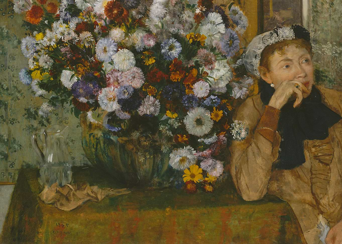 Edgar Degas -A Woman Seated beside a Vase of Flowers (M ...