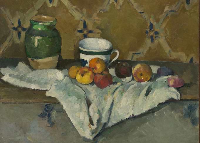 Paul Cézanne - Still Life with Jar, Cup, and Apples, ca ...