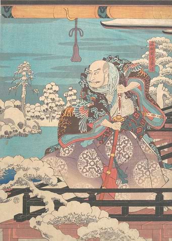 Vintage asian lifestyle woodcut