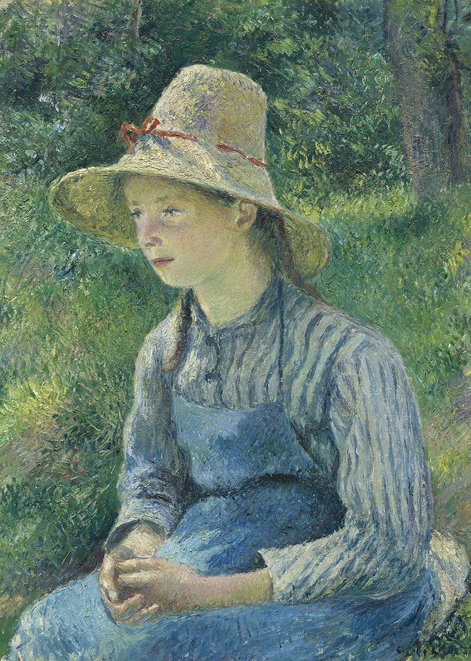 Camille Pissarro - Peasant Girl with a Straw Hat, 1881, ...