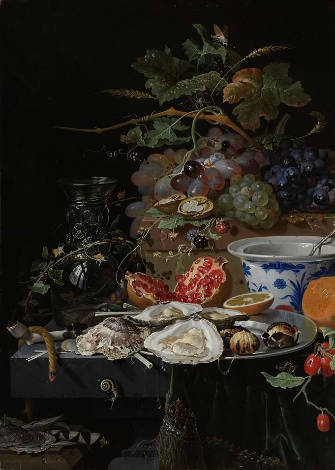 Abraham Mignon - Still Life with Fruit, Oysters, and a ...
