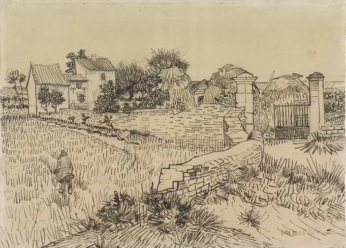 Vincent van Gogh - Farm in Provence, c. 1888, pen on pa ...