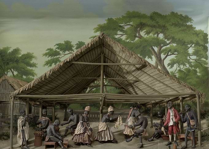Gerrit Schouten - Diorama of a Slave Dance, 1830, mixed ...