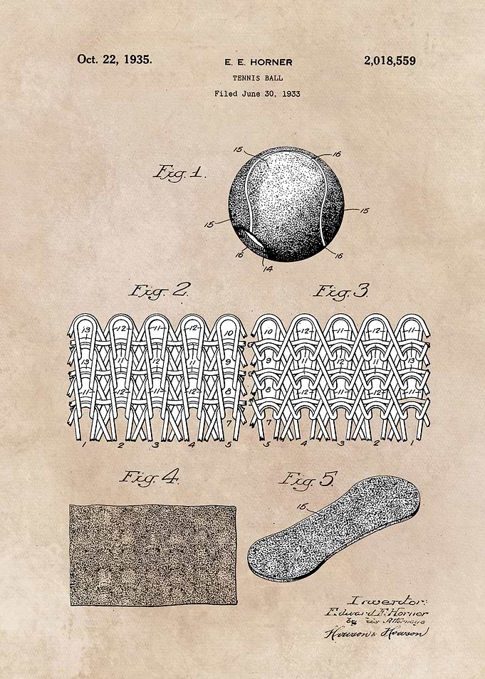 patent art Horner Tennis ball 1935