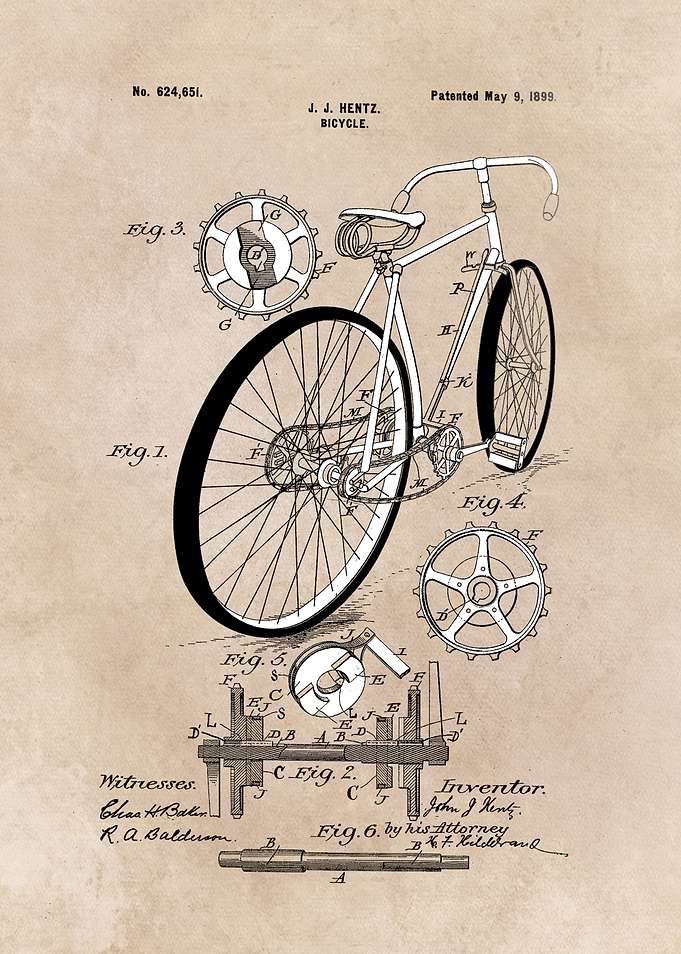 patent art Hentz Bicycle 1899