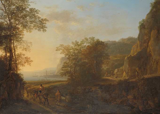 Jan Both - Italian Landscape with a View of a Harbor, 1 ...