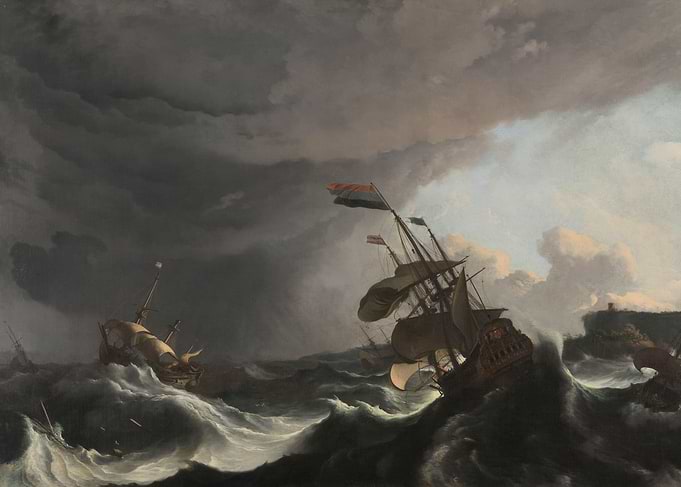 Ludolf Bakhuysen - Warships in a Heavy Storm, c. 1695, ...