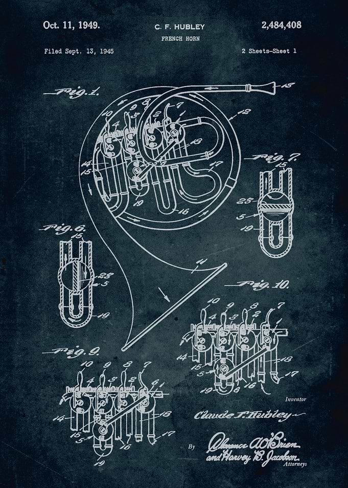No005 - 1949 - French Horn - Inventor Claude F. Hubley
