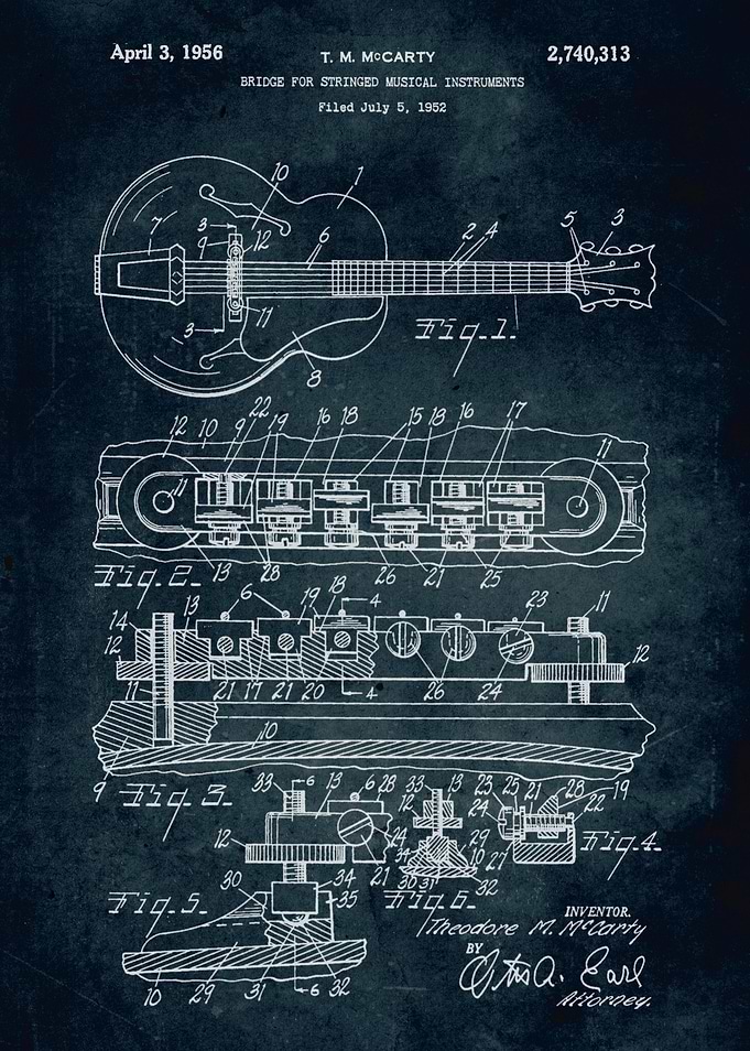 No001. - 1952 - Bridge for stringed musical instruments ...