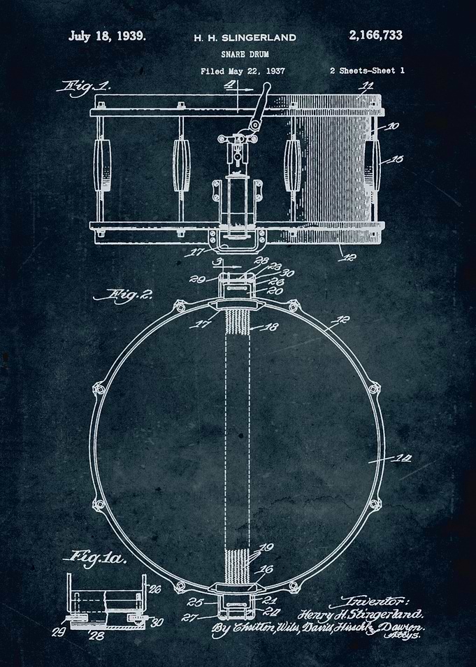 No011 - 1937 - Snare drum - Inventor Henry H. Slingerla ...