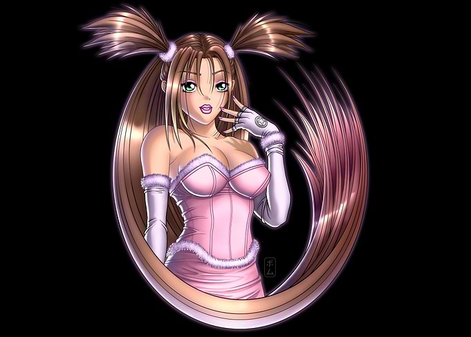 Big hair manga girl - pink