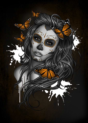 Sugar Skull Girl Butterfly