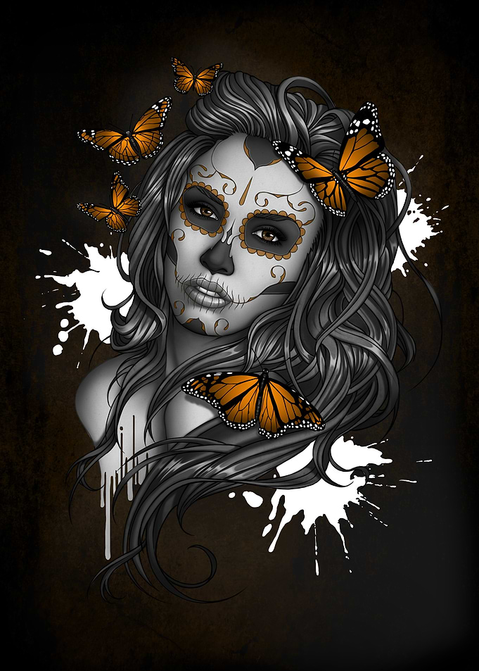 Sugar Skull Girl Butterfly