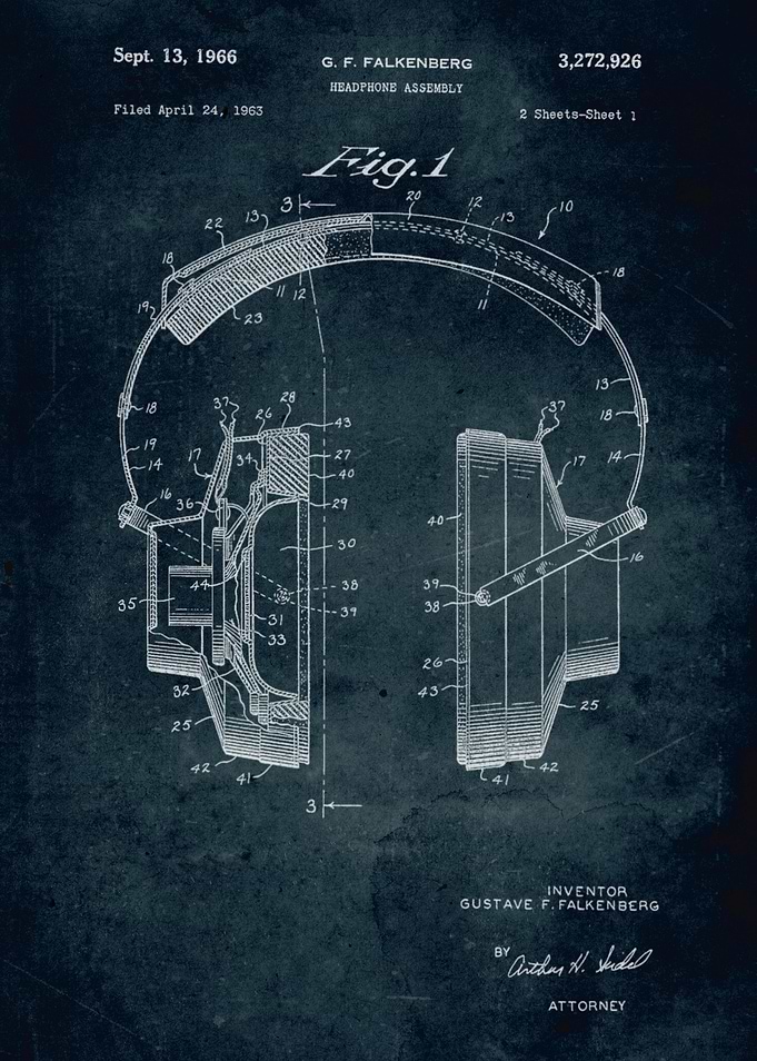 No010 - 1963 - Headphone assembly - Inventor Gustave F. ...