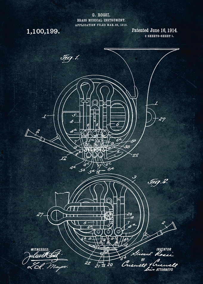 No030 - 1910 - Brass musical instrument - Inventor G. R ...
