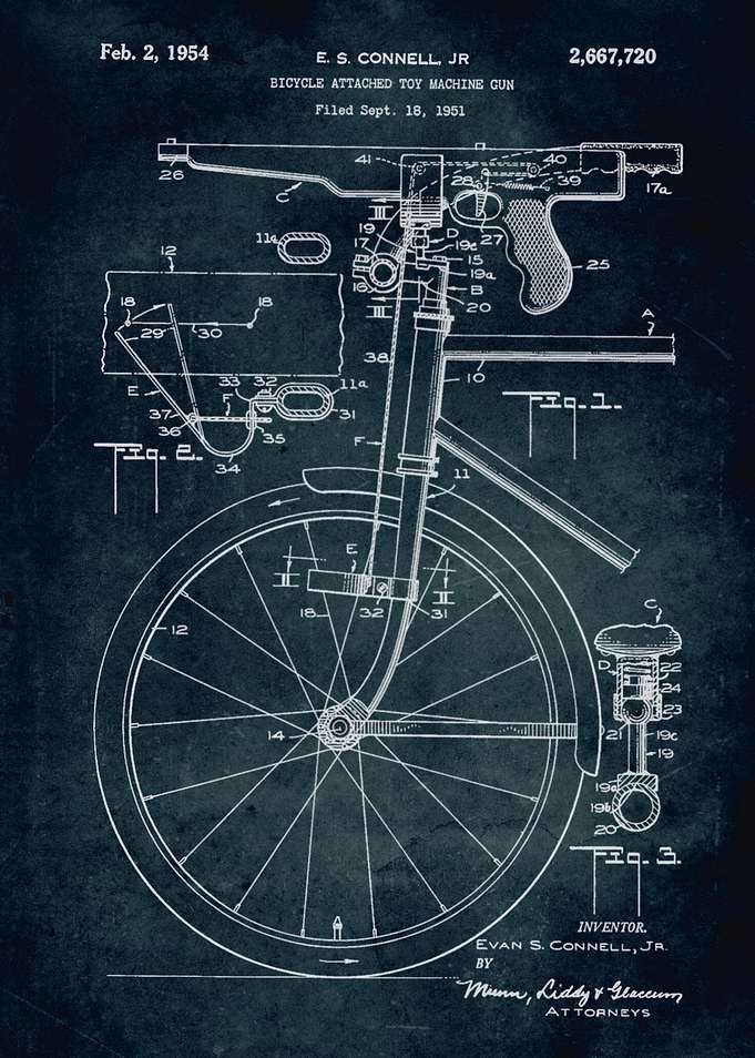 No050 - 1951 - Bicycle attached toy machine gun - Inven ...