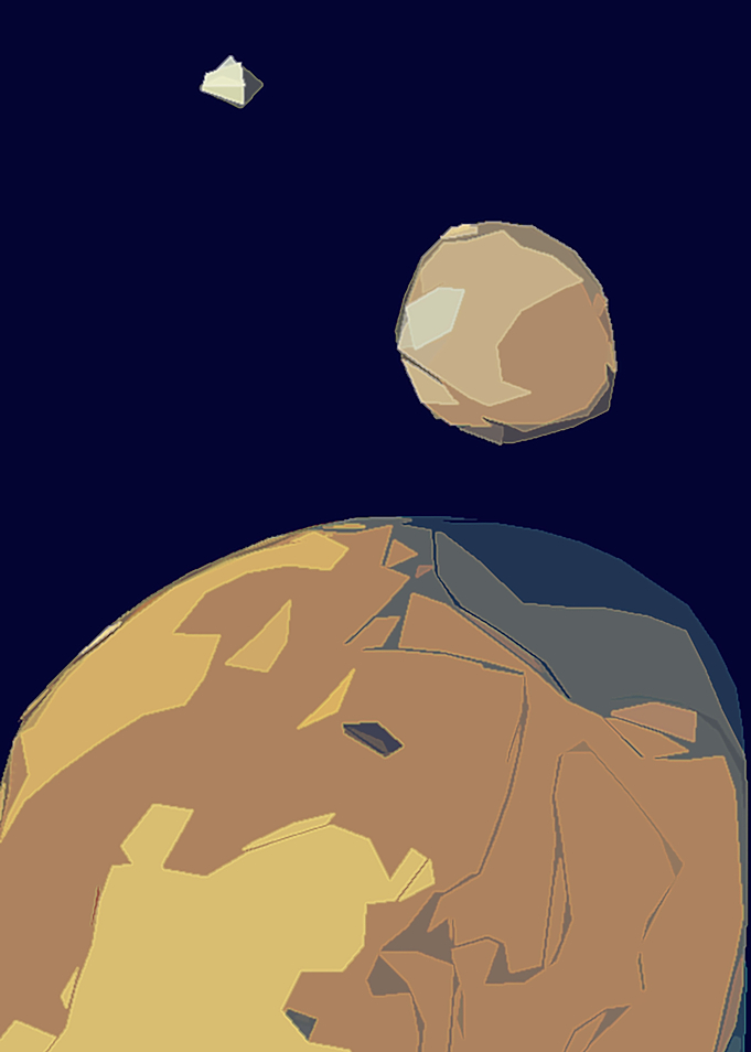 Mars and her two moons -- an inner moon named Phobos an ...