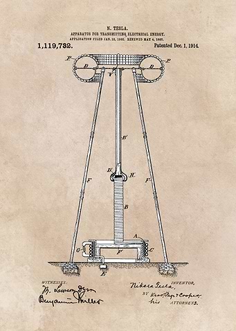 patent art Tesla Apparatus for transmitting Electrical ...