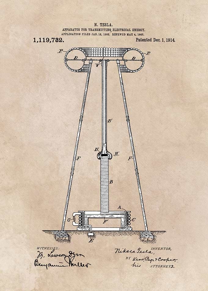 patent art Tesla Apparatus for transmitting Electrical ...