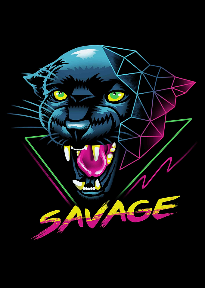 Synthwave style of the Panther.