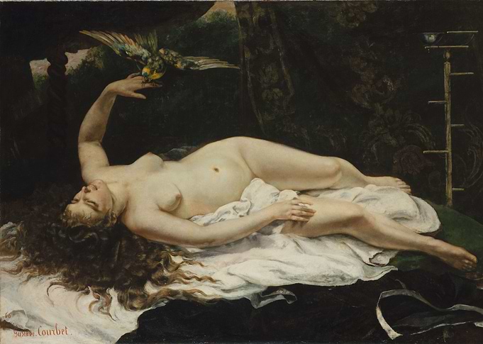 Gustave Courbet - Woman with a Parrot, 1866, oil on can ...