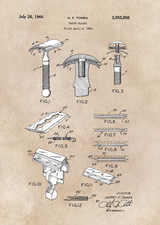 patent art - Tomek - Razor blades - 1964