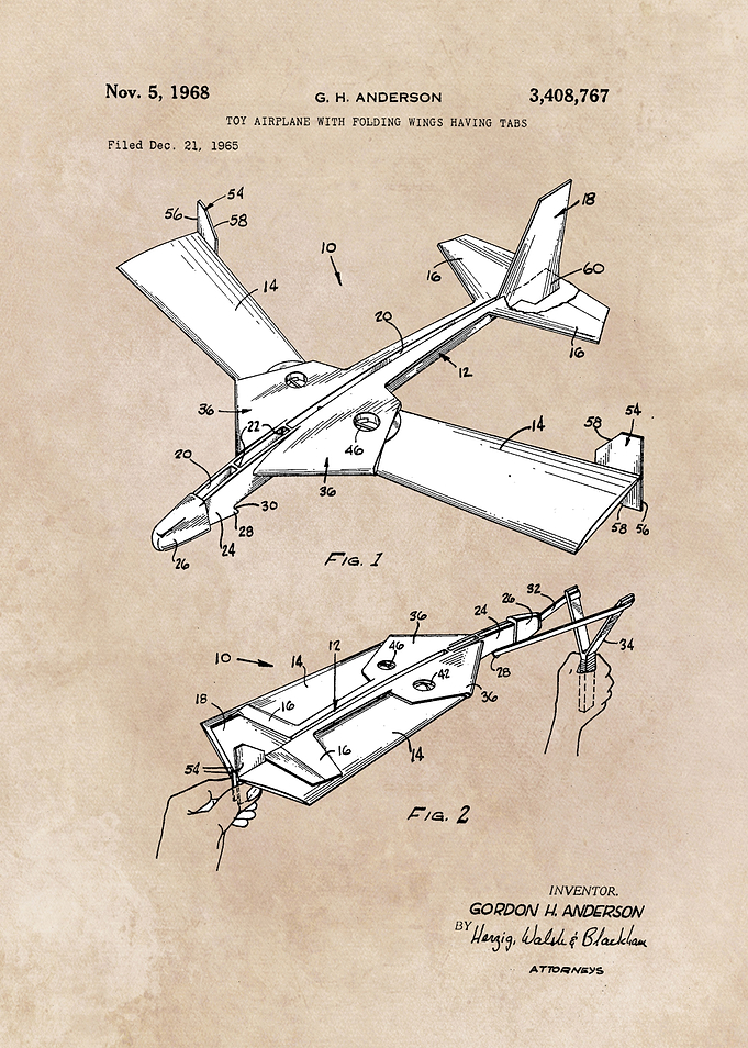 patent art - Anderson - Toy airplane with folding wing ...